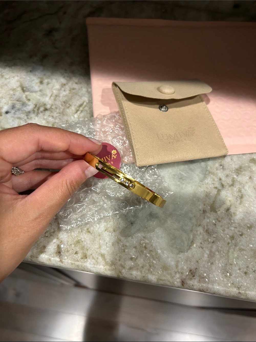 Gold-Tone Crystal moving Accent Bangle Bracelet